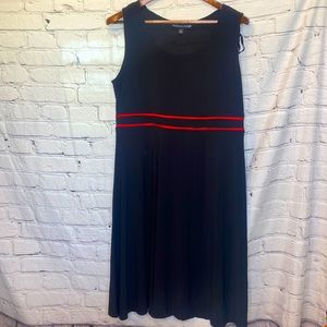 Madison Leigh Sleeveless Black Red Waist Trim Dress Size 14 Excellent Condition